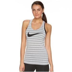 Nike Womens Size Small Gray/White All Over Print Dri Fit Swoosh Tank Top Active